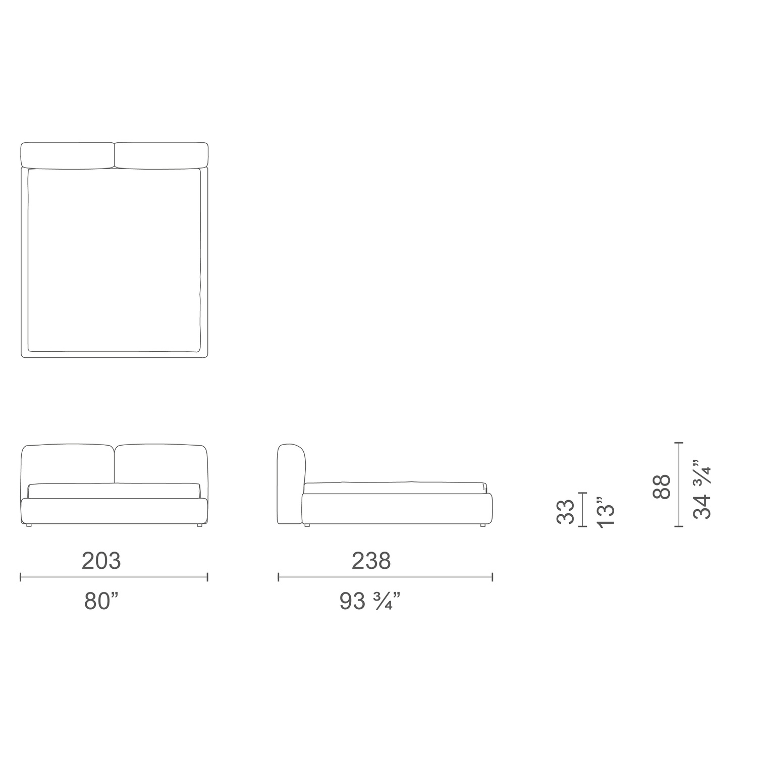 Łóżko tapicerowane Oblong Plus Bed Cappellini
